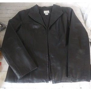 East 5th Fifth Womens Jacket Size Lg LNWOT Black Genuine Leather Buttons Lined